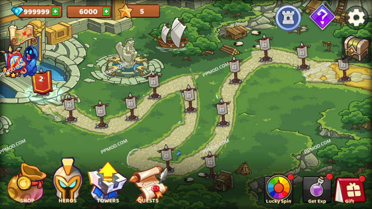 图片[1]-塔防王国 破解版 Defense Kingdom Rush Tower TD Ver.1.3 MOD APK[无限钻石][无限星星]-PPMOD